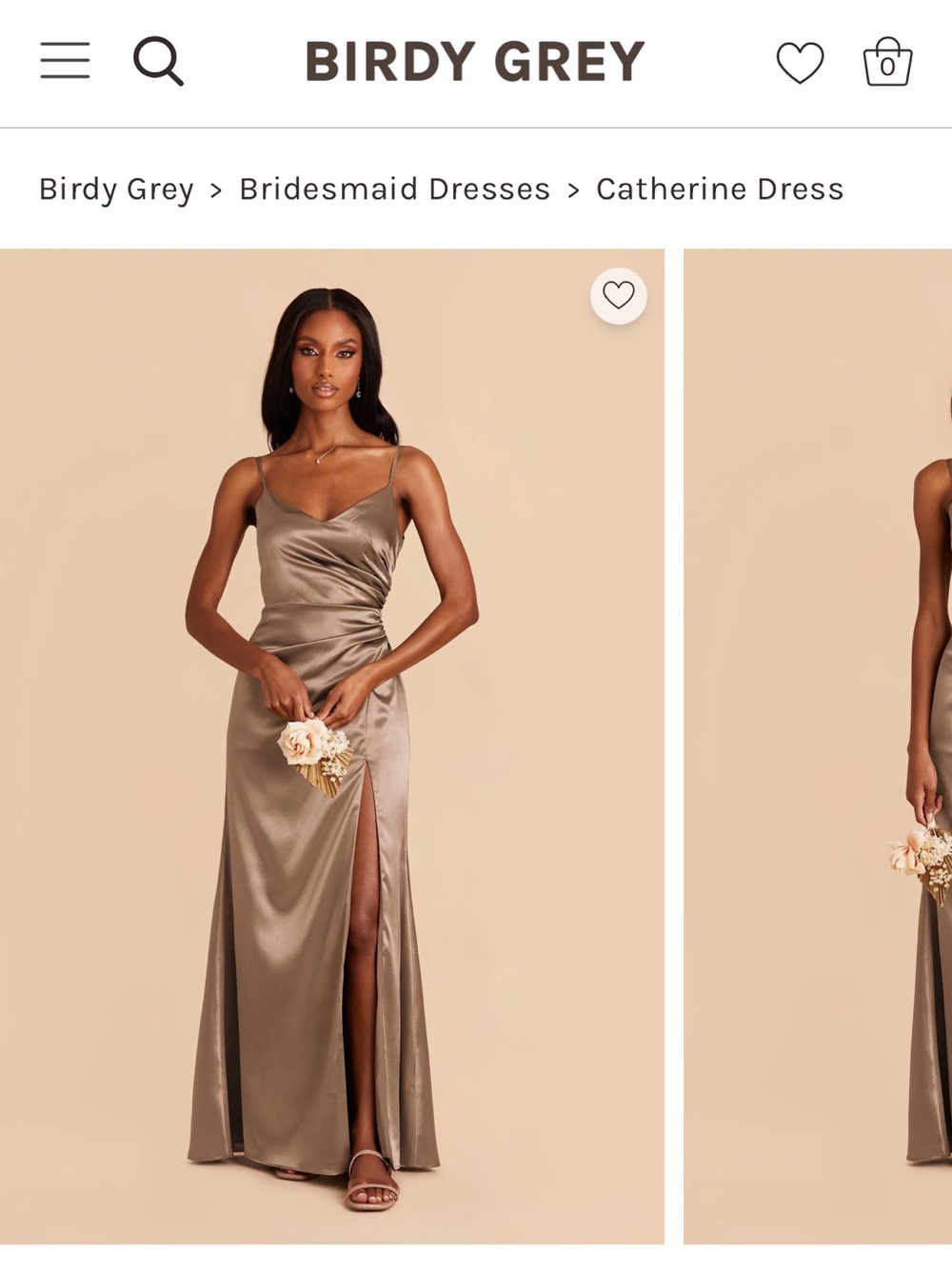 Birdy Grey Satin Slip Maxi Dress in Taupe